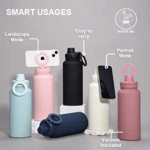 Mobile Phone Magnetic Bracket Water Cup Outdoor Large Capacity 1L Thermos Stainless Steel Sports Kettle Water Bottle