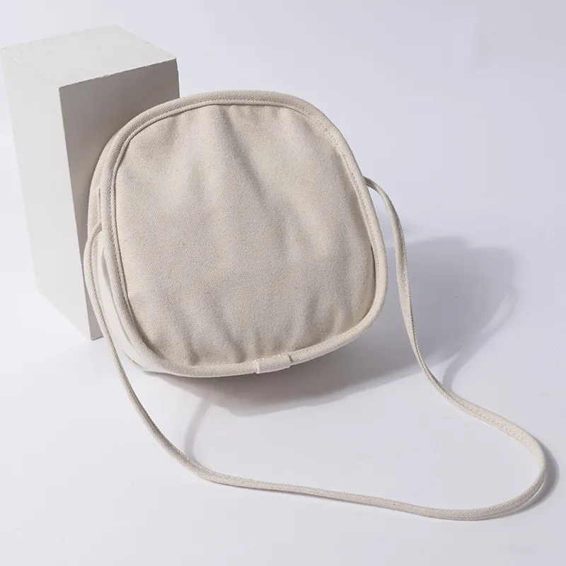 Women Fashion Simple Round Canvas Shoulder Bag Shopping Bags
