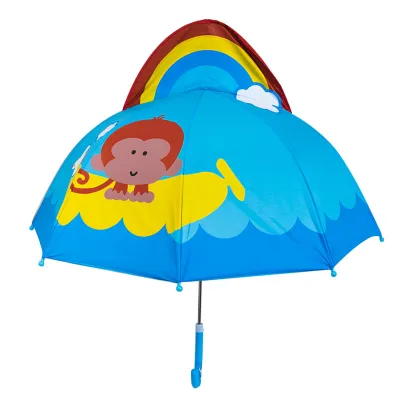Children Cute Cartoon Model Sunshade Umbrella Business Long-Handled with Iron Frame