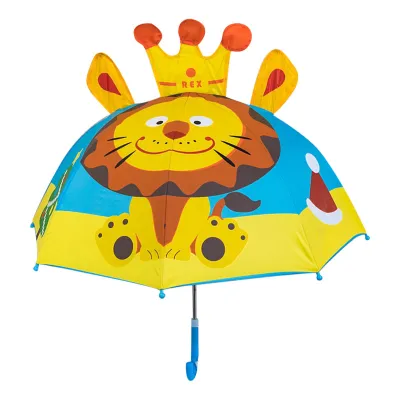 Children Cute Cartoon Model Sunshade Umbrella Business Long-Handled with Iron Frame