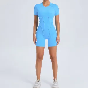 Mono deportivo elástico sin mangas para mujer con contraste de color, ideal para yoga.