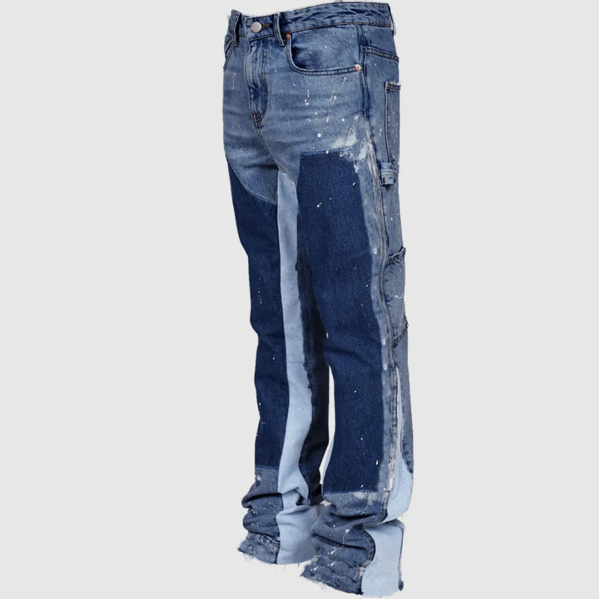 Men Fashion Loose Flared Cargo Denim Jeans