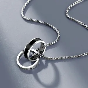 Men Fashion Titanium Steel Ring Pendant Necklace