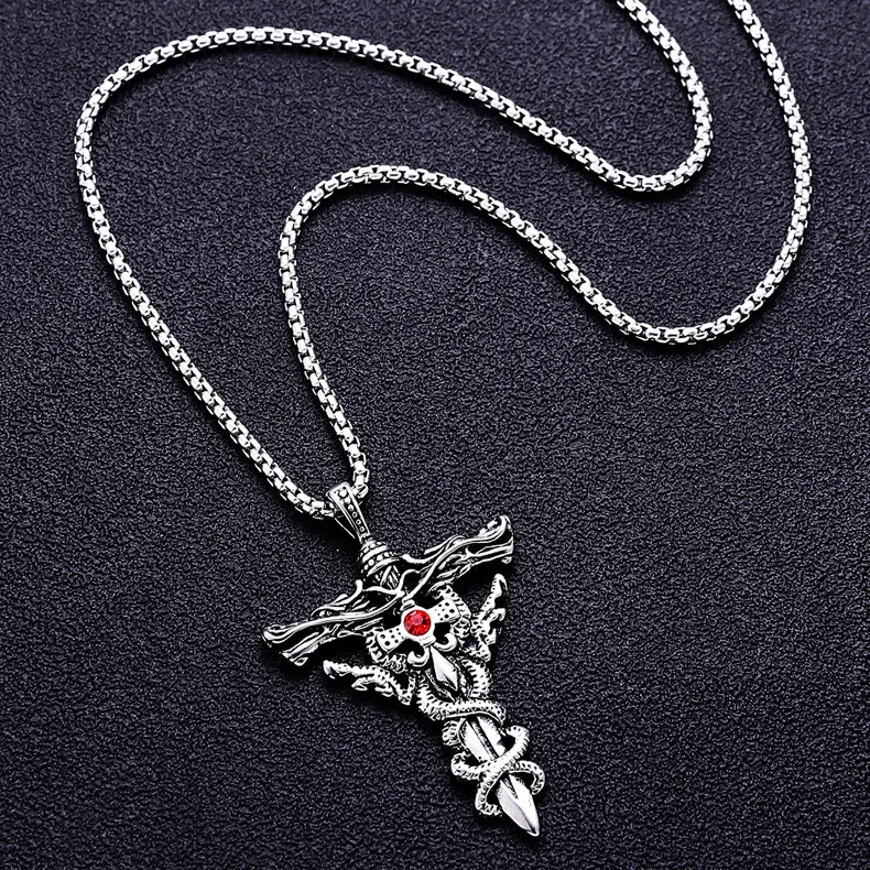 Men Fashion Titanium Steel Alloy Pendant Necklace