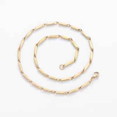 Fashion Simple Stainless Steel Stick Chain Necklace Rhombus Pendant
