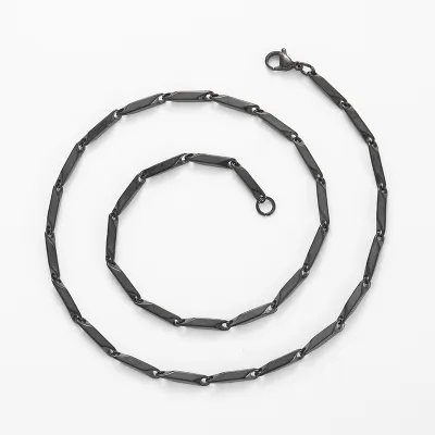 Fashion Simple Stainless Steel Stick Chain Necklace Rhombus Pendant