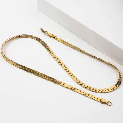 Men's Simple Stainless Steel Four-Sided Mill Necklace