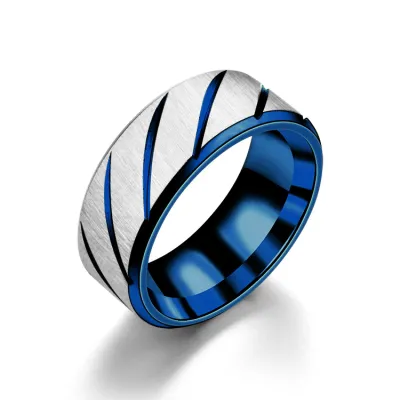 Fashion Simple Inner Arc Double Bevel Edge Unisex Stainless Steel Ring