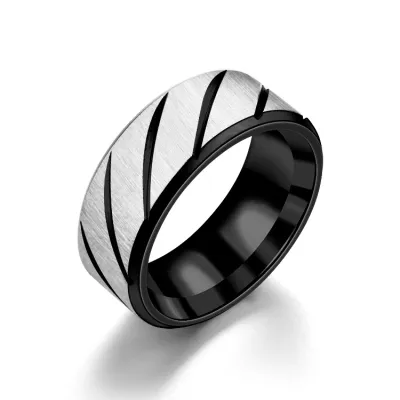 Fashion Simple Inner Arc Double Bevel Edge Unisex Stainless Steel Ring
