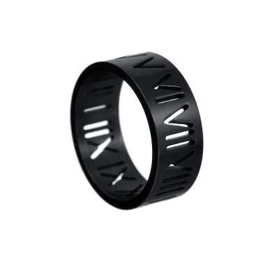 Men's Fashion Hollow Roman Numeral Titanium Steel Ring