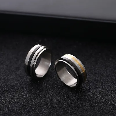 Men Fashion Simple Stainless Steel Titanium Steel Rotatable Ring Unisex Personality