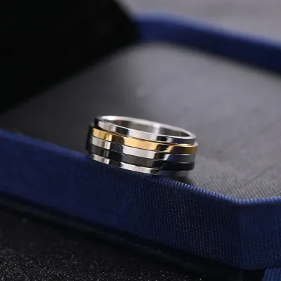 Men Fashion Simple Stainless Steel Titanium Steel Rotatable Ring