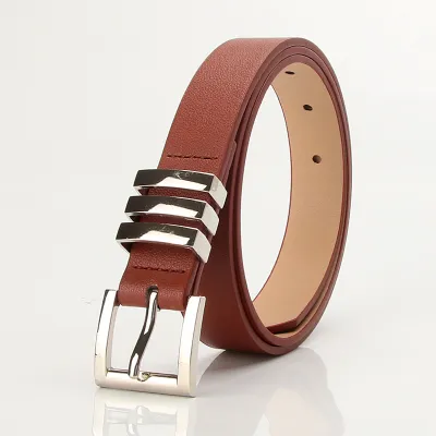 Women Fashion Solid Color Square Pinhole Belt