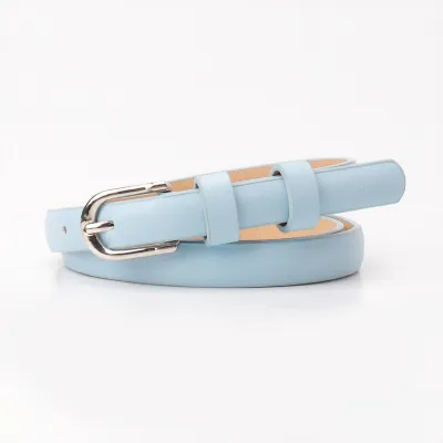 Women Fashion Solid Color Thin Alloy Pin Buckle Belt
