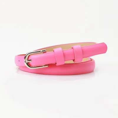Women Fashion Solid Color Thin Alloy Pin Buckle Belt