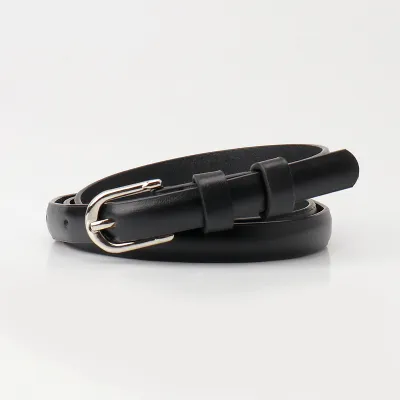 Women Fashion Solid Color Thin Alloy Pin Buckle Belt
