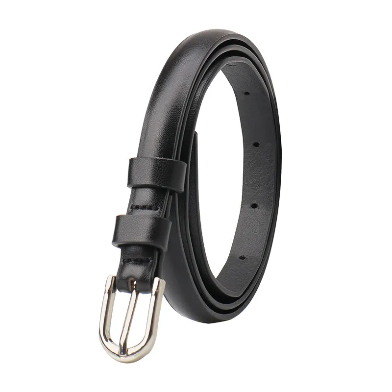 Women Fashion Solid Color Thin Alloy Pin Buckle Belt
