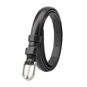Women Fashion Solid Color Thin Alloy Pin Buckle Belt