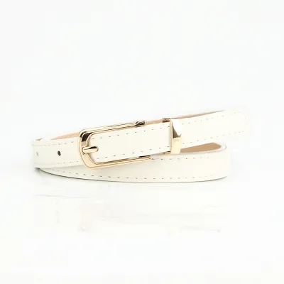Women Fashion Multicolor Alloy Pin Buckle Thin Imitation Leather Belt