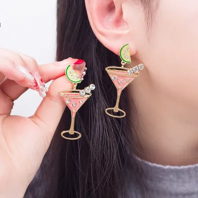 Creative Rhinestone Cocktail Earrings Small Fresh Style