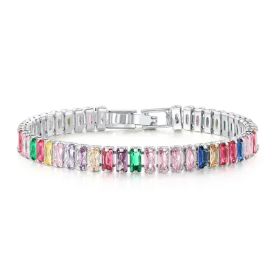 Fashion Multicolor Zircon Rhinestone Copper Light Luxury Women's Geometric Bracelet