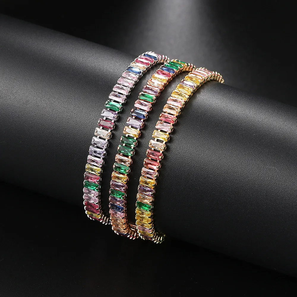 Fashion Multicolor Zircon Rhinestone Copper Light Luxury Women's Geometric Bracelet