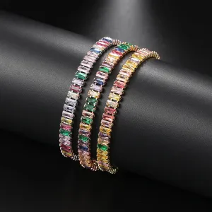 Fashion Multicolor Zircon Rhinestone Copper Light Luxury Women's Geometric Bracelet