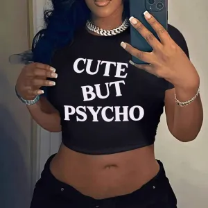 Women's Letter Print Crop Top T-Shirt - Street Hipster Style