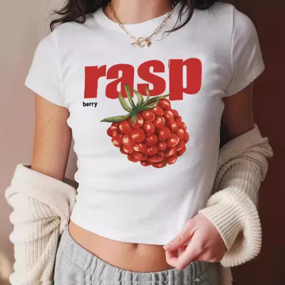 Women Fashion Fruit Print Short Sleeve Crop Top T-Shirt