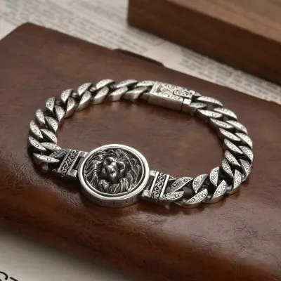 Men's Retro Lion Head Fashion Commuter Copper Bracelet