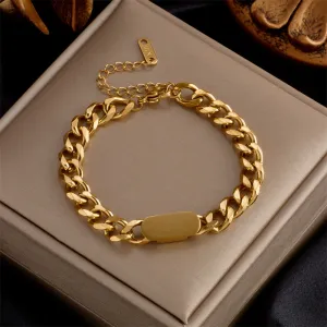 Fashion Smooth Rectangular Thick Chain Bracelet
