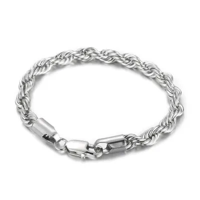 Men Fashion Simple Titanium Steel Twist Chain Bracelet