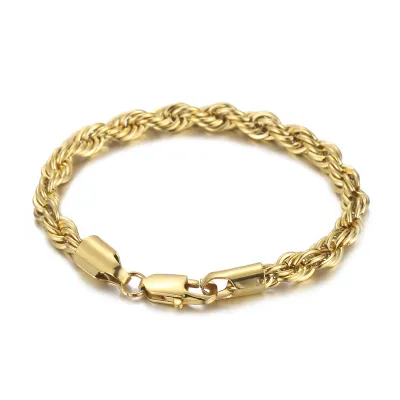 Men Fashion Simple Titanium Steel Twist Chain Bracelet