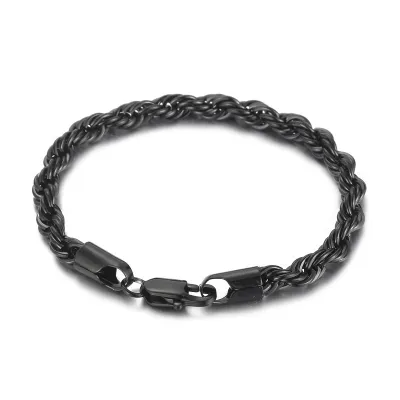 Men Fashion Simple Titanium Steel Twist Chain Bracelet