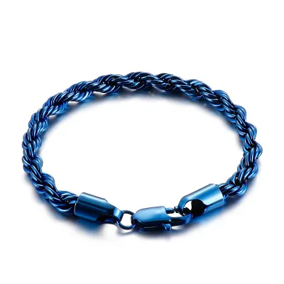 Men Fashion Simple Titanium Steel Twist Chain Bracelet