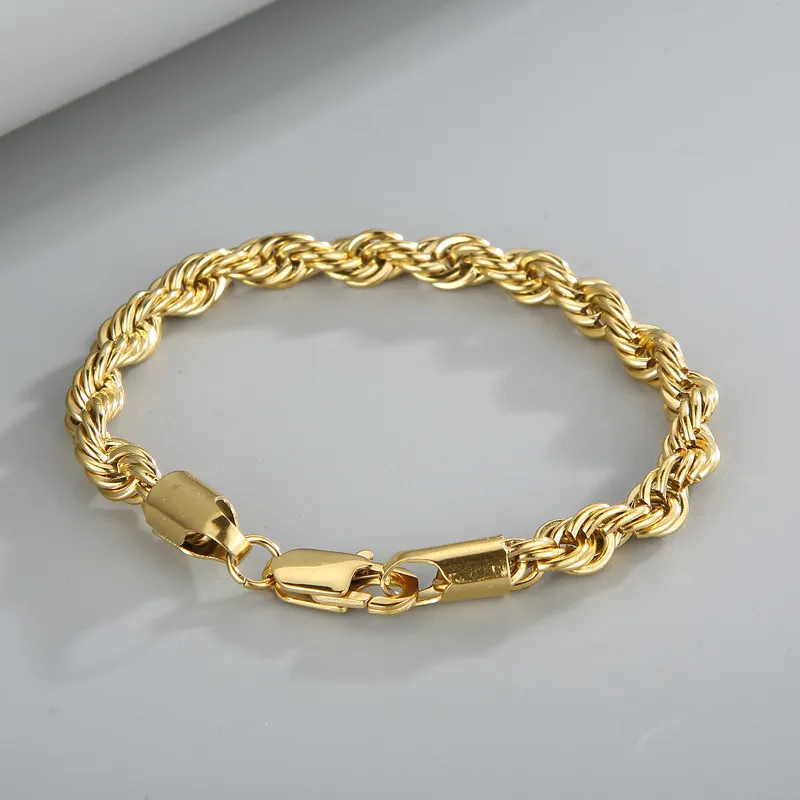 Men Fashion Simple Titanium Steel Twist Chain Bracelet