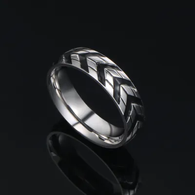 Men Fashion Titanium Steel Car Tire Ring
