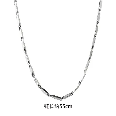 Men Fashion Simple Rhombus Titanium Steel Necklace