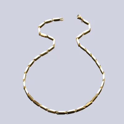 Men Fashion Simple Rhombus Titanium Steel Necklace