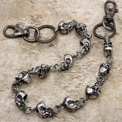 Men Punk Hip-Hop Ghost Head Metal Body Chain