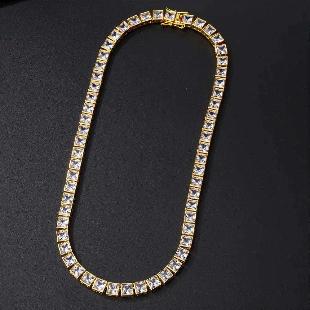 Men's Simple Square Zirconium Chain Necklace