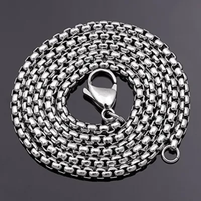 Men's Simple Stainless Steel Square Keel Chain Necklace