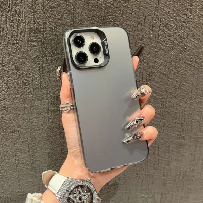 Funda para iPhone de doble capa, resistente a caídas y esmerilada, de color sólido y moderna