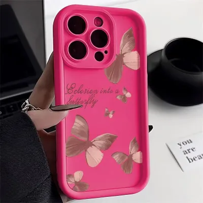Fashion Creative Drop-Resistant All-Inclusive Pink Butterfly iPhone Case