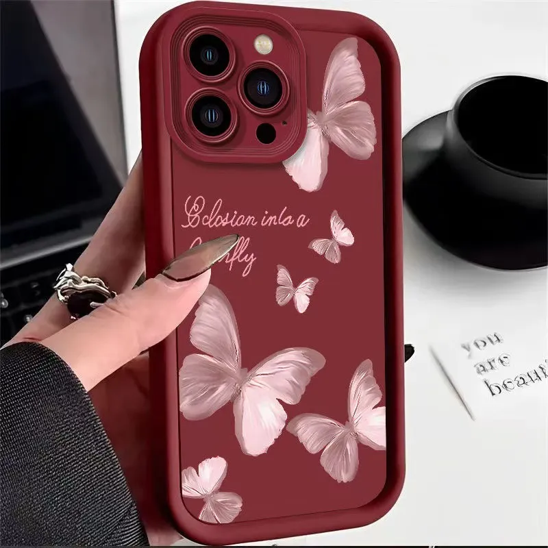 Fashion Creative Drop-Resistant All-Inclusive Pink Butterfly iPhone Case