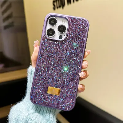 Funda rígida de silicona con diamantes de imitación de color sólido para iPhone