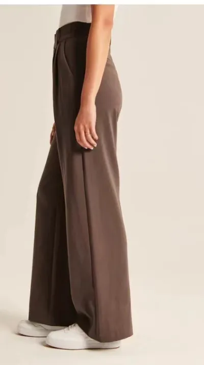 Women Casual Solid Color High Waist Wide Leg Mesh Pants