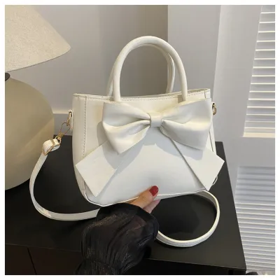 Women Fashion Casual Solid Color Bowknot Square Handbag