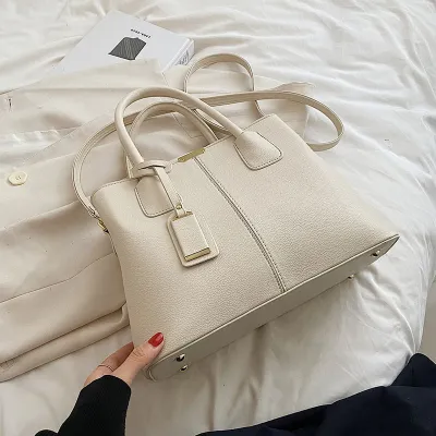 Women Fashion Casual Solid Large Capacity Handbag with Zipper