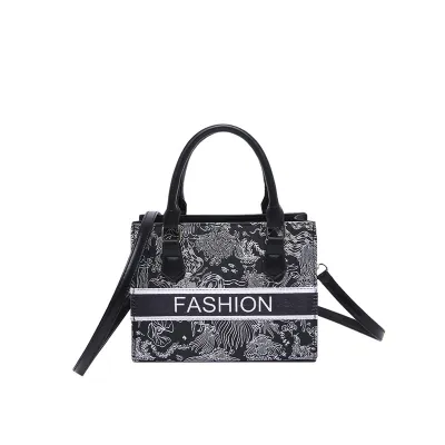 Women Fashion Casual Simple Letter Embroidered Handbag Tote Bag Street Trend